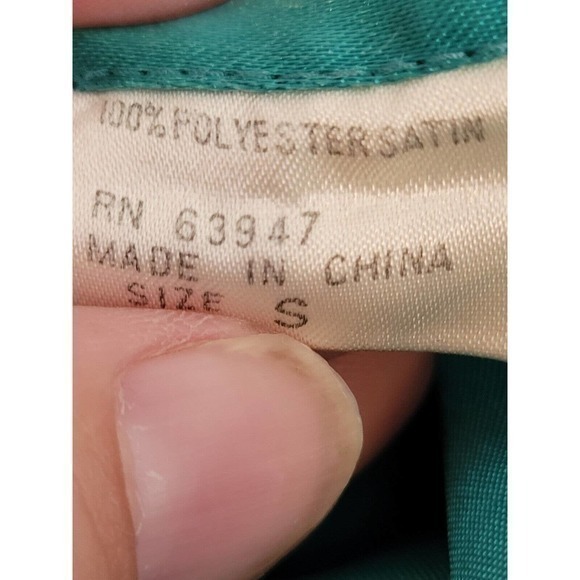 Vintage Private Touch Teal Green Blue Silky Shimmery Short Set Pajamas Sleepwear - Picture 9 of 12